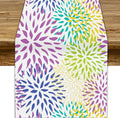 Purple Flowers Table Runner, Chrysanthemum Dahlia Vintage Modern Colorful Spring Summer Elegant Table Runner for Party Kitchen Dining Living Room Laundry Room Decor, 13x108 Inch