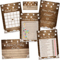 Printed Party Bridal Shower Game Set – 5 Fun Games and Activities for 50 Guests, Includes Bingo, Trivia, Guess How Many, and Advice Cards, Rustic Country Wedding Shower Games