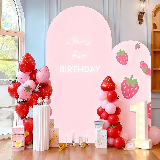 6FT Pink Arch Backdrop Cover - Polyester Fitted Wedding Arch Stand Covers Round Top Chiara Arch Backdrop Cover for Birthday Party Banquet Photo Background Decoration