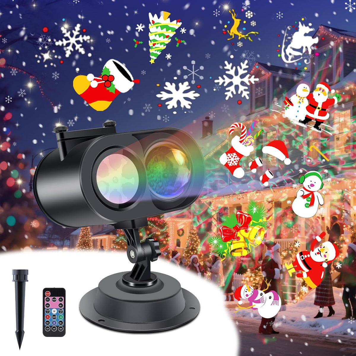 Halloween Projector Lights Outdoor, 2-In-1 HD Moving Pattern Holiday Projecto...