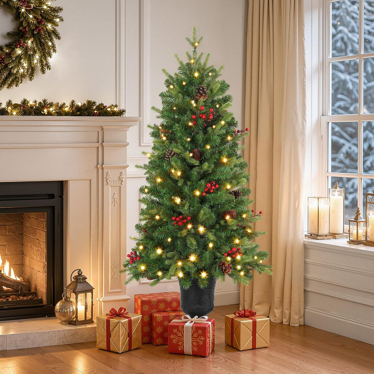alupssuc 4ft prelit plug-in artificial christmas tree with, package contents