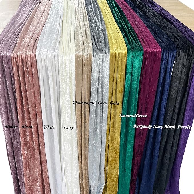 Luxurious Crushed Velvet Table Runner, Wedding Reception Decorations, Soft Velvet Fabric, Table Linen Overlay, Wedding Table Runners (Emerald Green, 12X108 inch)