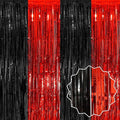 6 Pack Black and Red Foil Fringe Curtains Backdrop, 3.28 x 8.2 Ft Metallic Streamers Tinsel Curtains Background for Photo Booth, Birthday, Weddings, Carnivals, Graduation, Themed Party Decorations