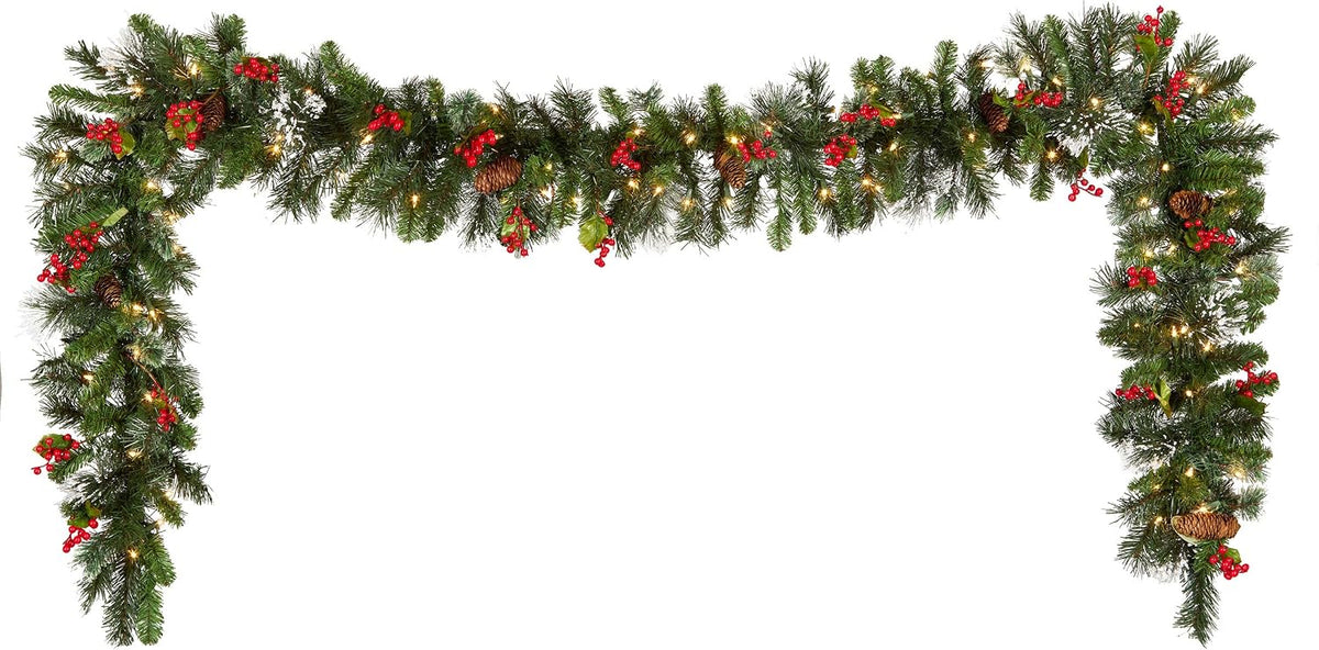 national tree company 9ft pre-lit wintry pine flocked, main product view