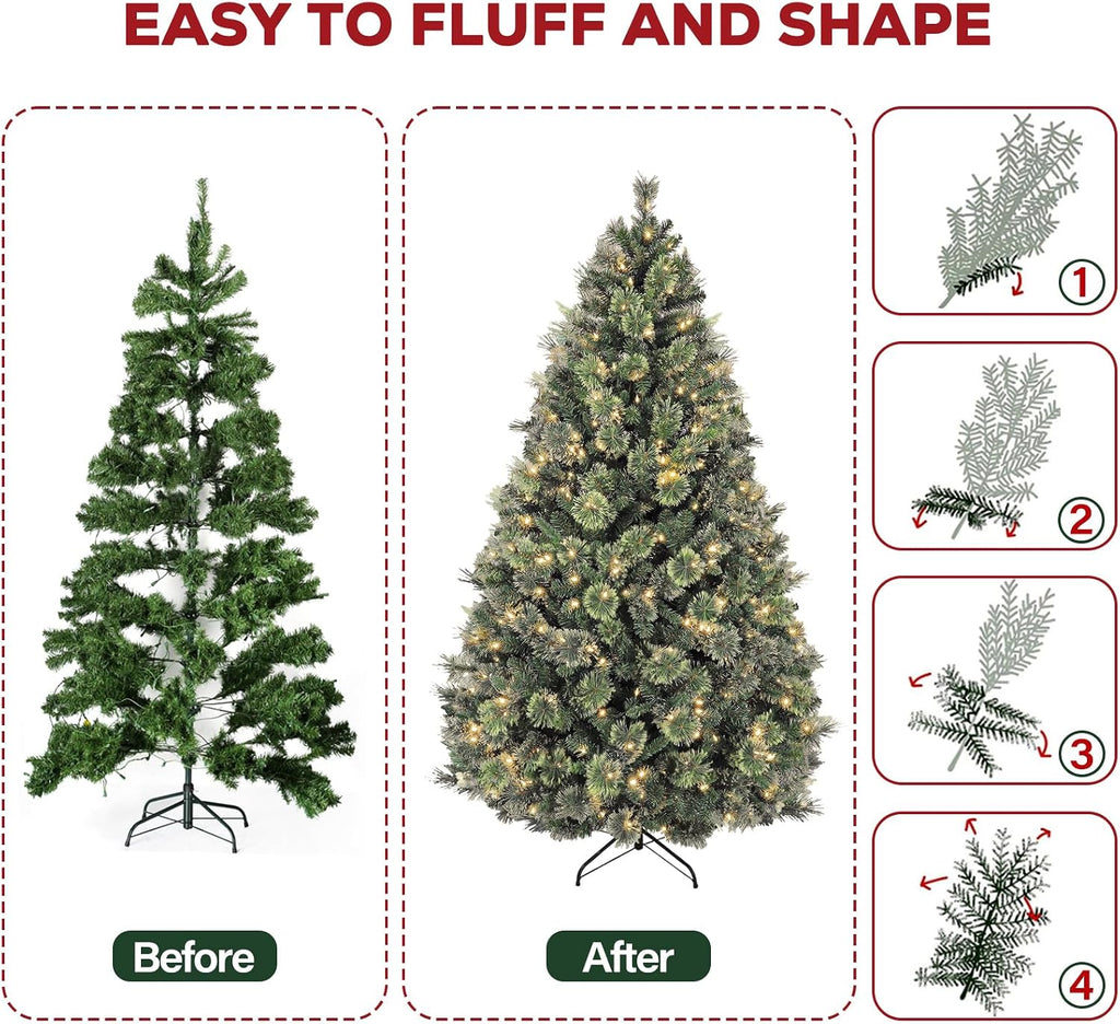 hykolity 6 ft prelit christmas tree with pine, view 9