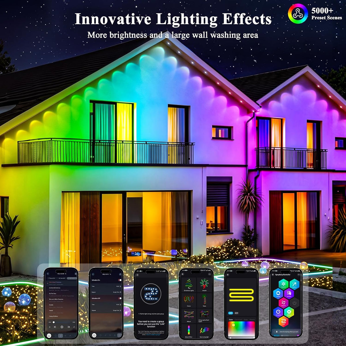 400FT Permanent Outdoor Lights, Smart RGB+IC Eaves Lights for House, App &amp...