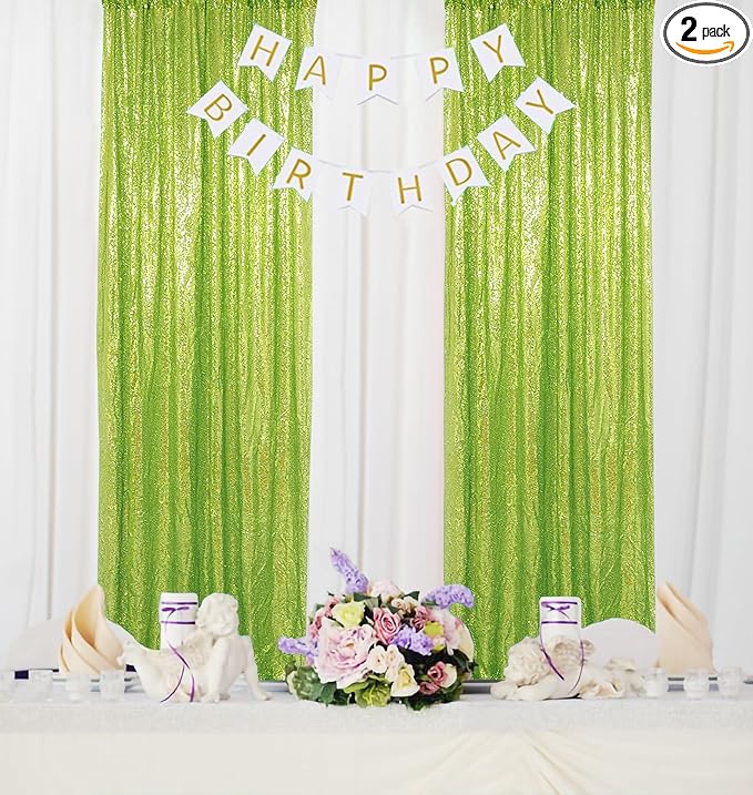 ShinyBeauty Sequin Backdrop Green 2FTx8FT 2 Pieces Olive Green Backdrop Panels Shimmer Backdrops for Parties Graduation Background Christmas Decoration