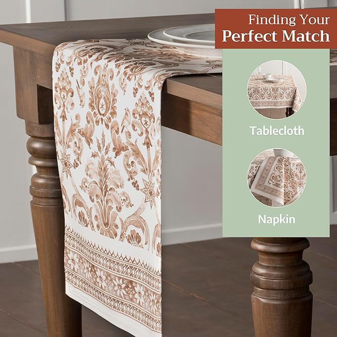 Maison d' Hermine Table Runner 100% Cotton Double Layer Table Runners 108 inches Long for Thanksgiving Christmas Decorations Home Kitchen Dining Party Wedding (Allure, 14.5" x 108")