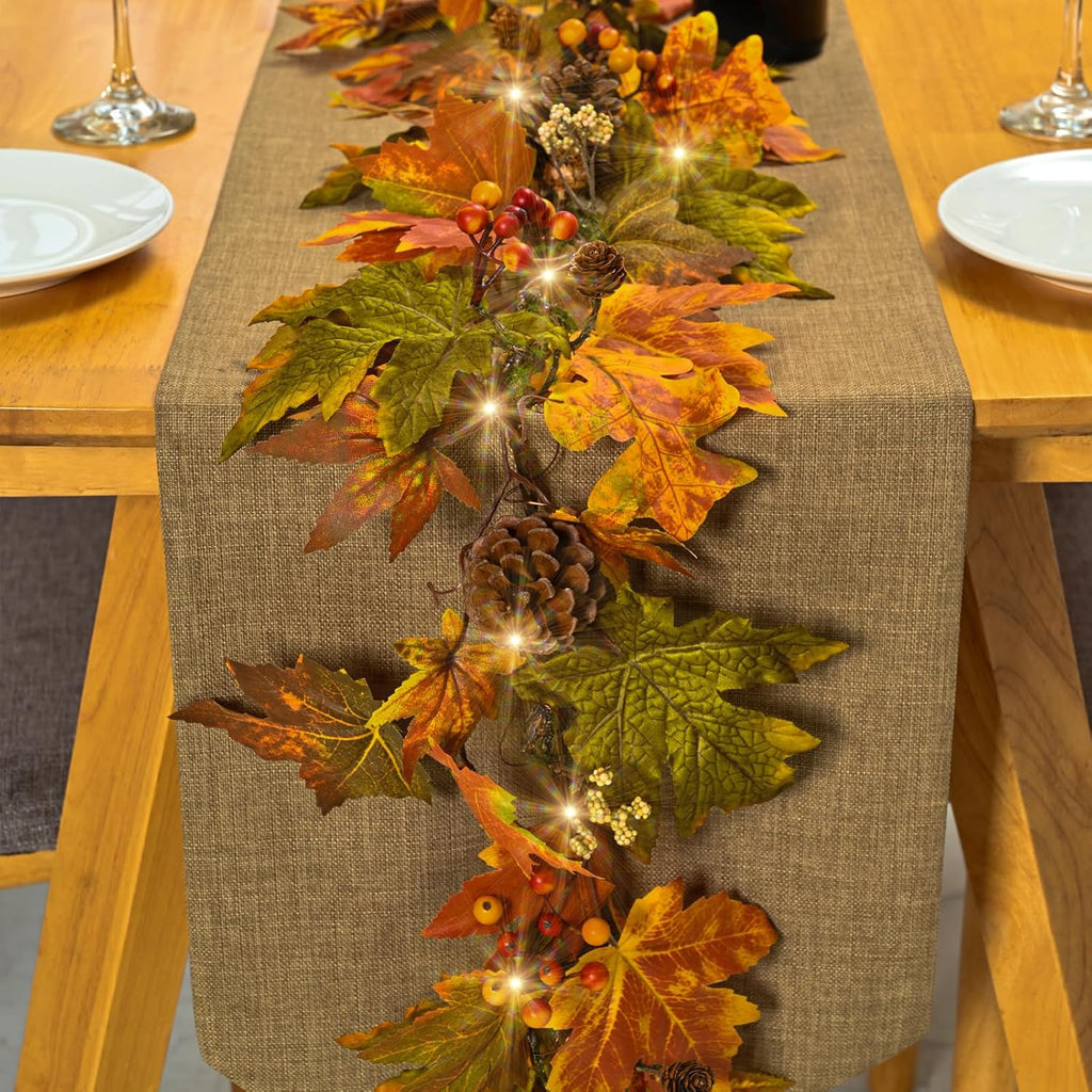 artgar fall maple leaf garland, 6 ft fall, front angle view