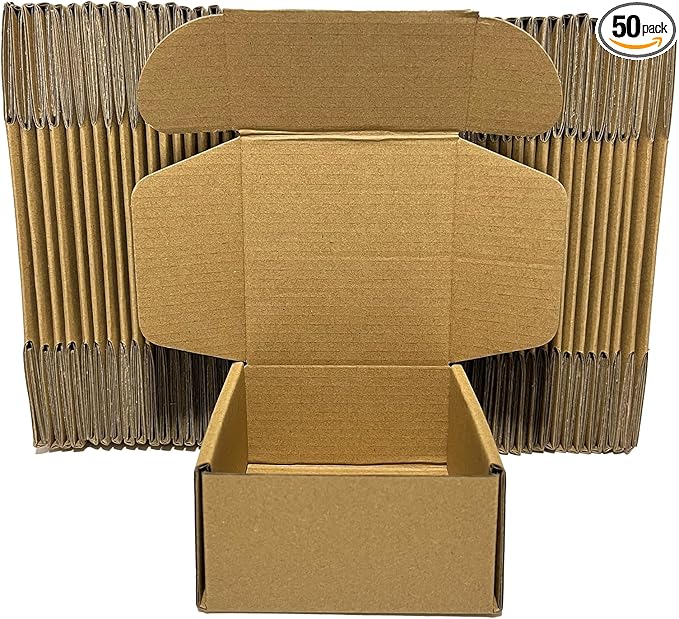 4x4x2 Small Shipping Boxes Set of 50 Brown Corrugated Cardboard Mailer Boxes for Packaging Small Business Craft Giving Products
