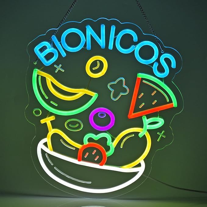 CNBEYOUNG Bionicos Neon Sign, Neon Lights Hanging Wall Art Decoration for Mexican Restaurant Cocktail Bar Man Cave Kitchen Party Home Decor, USB Powered Ultra Bright Dimmable,14.96x 12.6inches