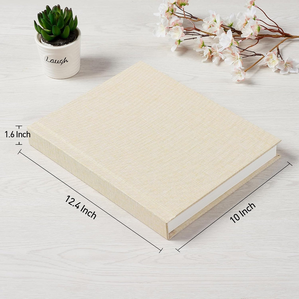 Pssoss 8x10 Photo Album with Writing Space, Linen Cover, 20 Photos, Beige