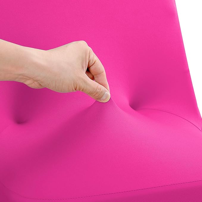 Peomeise Stretch Spandex Folding Chair Cover for Wedding Party Dining Banquet Event (Fuchsia,6pcs)