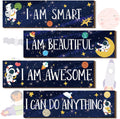 Yookeer 4 Pcs Space Room Decor for Kids Boys Outer Space Wall Art Bedroom Decor for Nursery Classroom Astronaut Galaxy Posters Spaceman Wood Sign Be Brave and Be Kind for Baby Boy(I)
