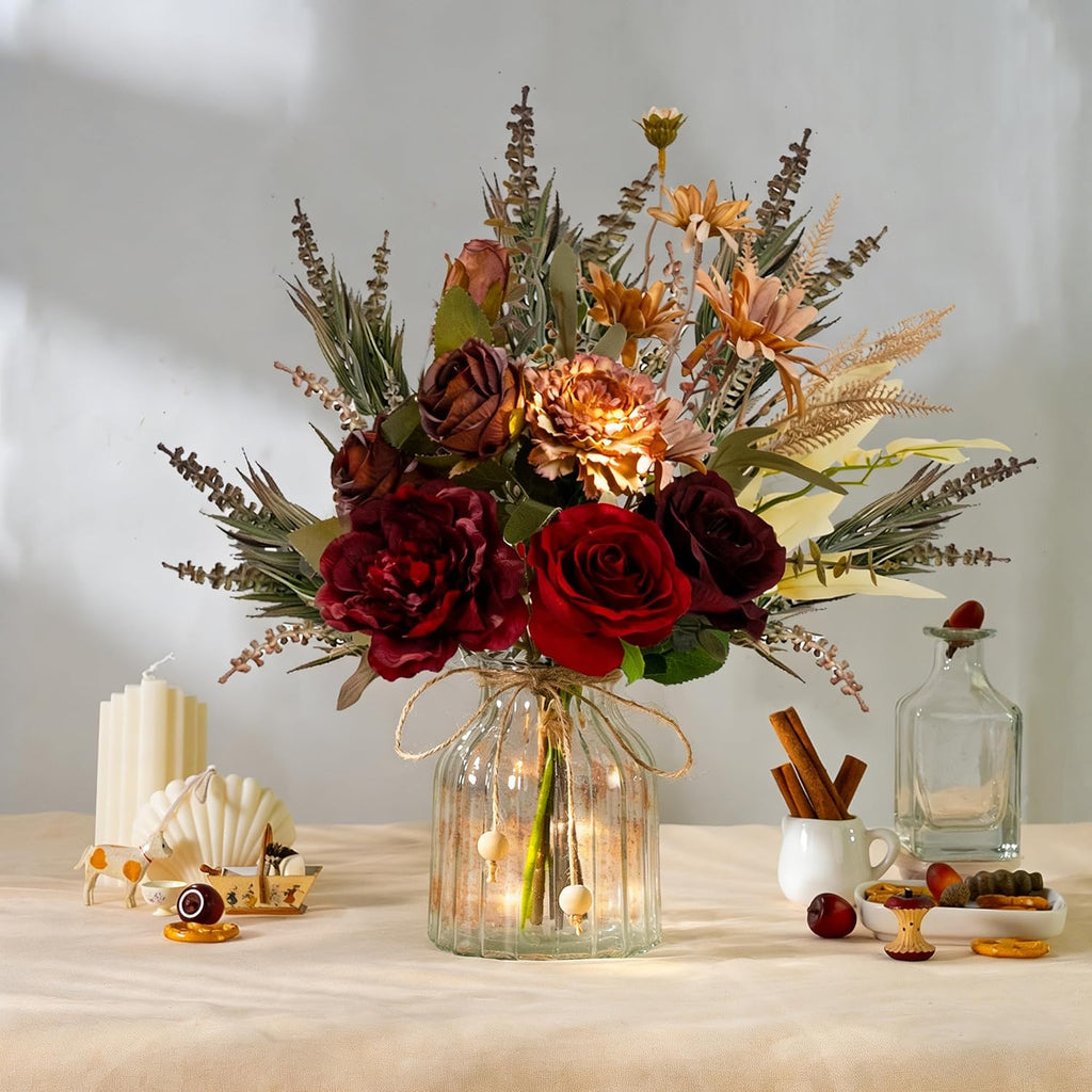 lesing dahlia flower aritificial flower with vase fake shown in use