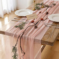 Keketo Pink Table Runner Cheese Cloth Rustic Gauze Cheesecloth Table Runner 120 Inch 10 FT for Wedding Baby Shower Bridal Shower Party Sheer Boho Home Tea Party Decorations