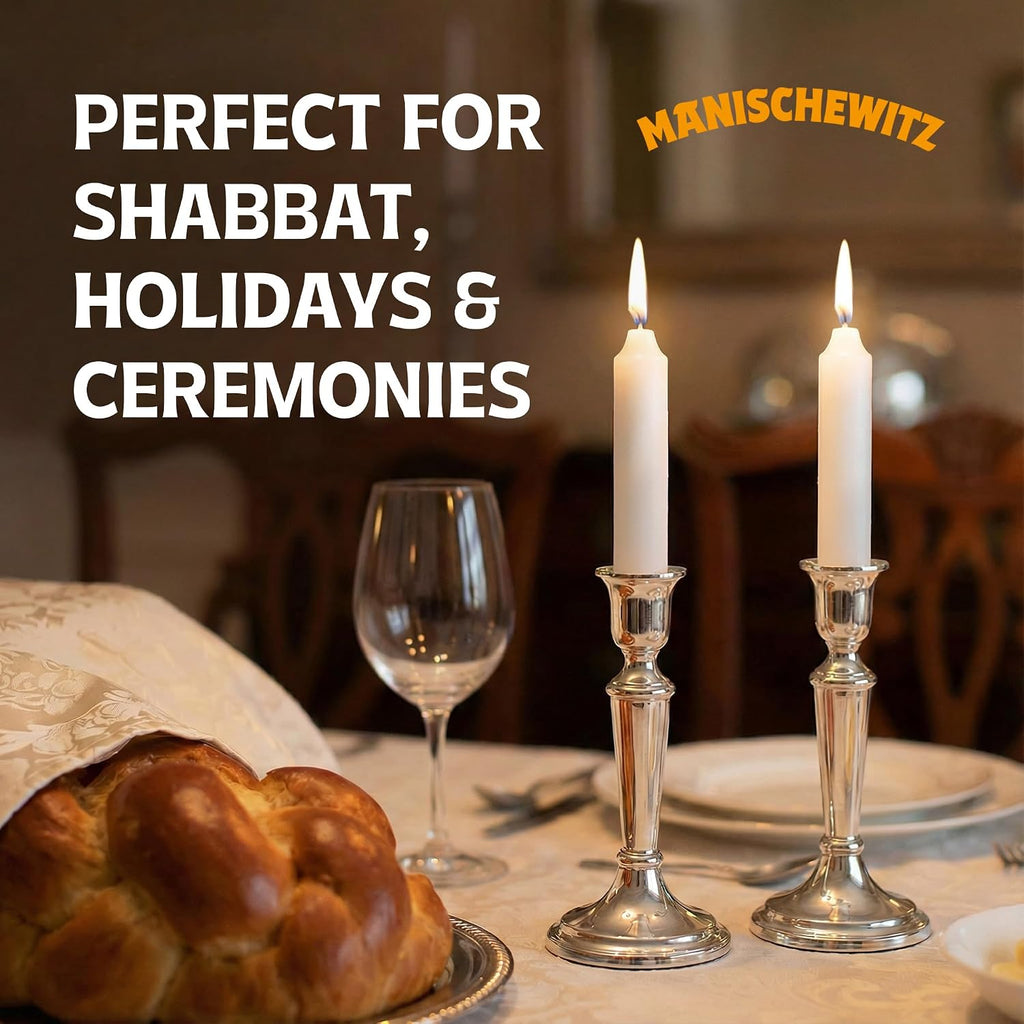 Manischewitz Shabbat Candles 72 Count | Burns for 3 Hours, Fits Standard Candlestick Holders, Perfect for Shabbos and Holidays