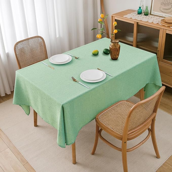 NLMUVW Light Green Linen Tablecloth Rectangle, Sage Table Cloth Farmhouse Textured Table Cover for Kitchen Dining Coffee, 54 X 78 Inch
