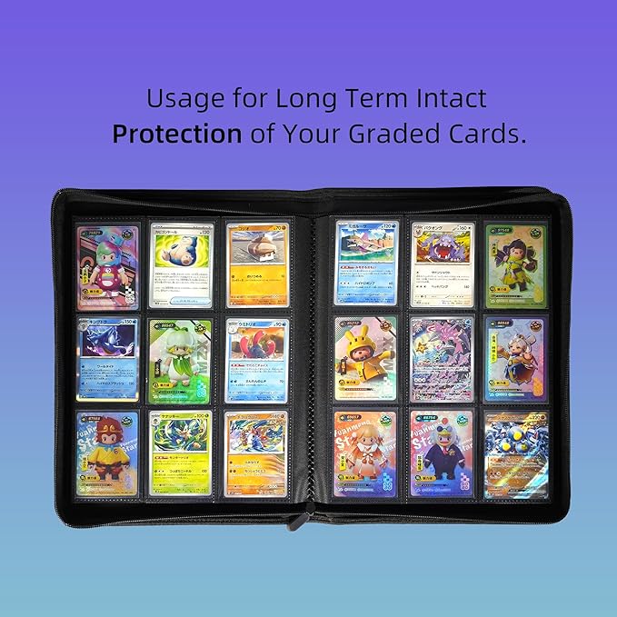 9 Pockets Premium Card Binder 360 Cards Trading Card Binders Zip Card Storage Display Album(9 Pocket 360 Card Slot,Black)