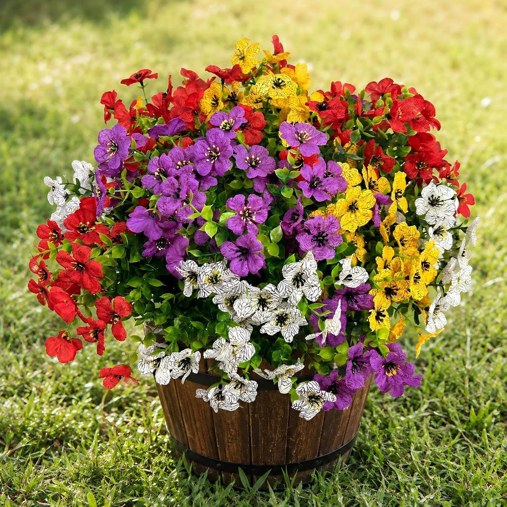 24 bundles artificial fake flowers for outdoors indoor, package contents