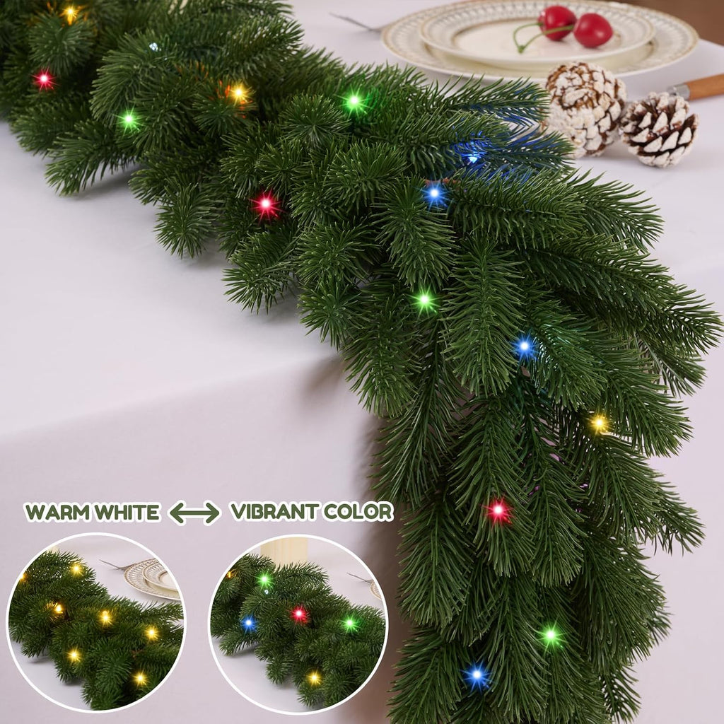 6ft 1pcs prelit realistic faux norfolk pine garland, side view