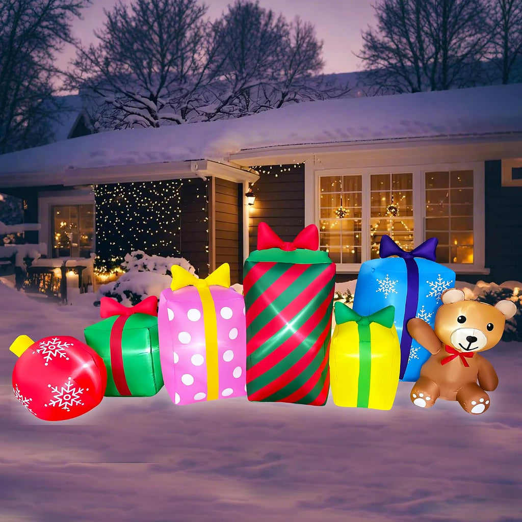 seasonblow 8 ft christmas inflatable gift boxes with shown in use
