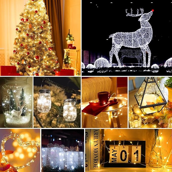 pozzolanas 24 Pack 7ft Waterproof LED Fairy Lights - Battery Operated String Lights with 20 LEDs for Home, Mason Jar, Party, Wedding, Halloween, Christmas Decorations (12 White & 12 Warm White)