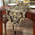 Glittering Colorful Jacquard Table Runner 72 inches Long Chenille and Satin Dark Brown for Christmas