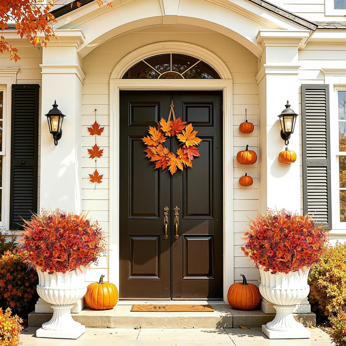 alupssuc 24pcs artificial fall flowers for outdoors decor showing dimensions