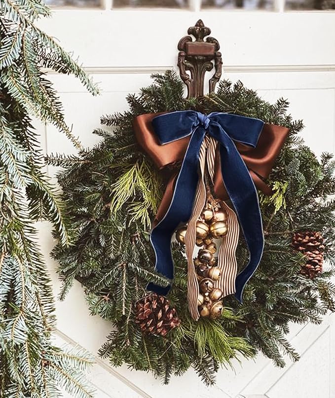 Navy Blue Velvet Ribbon 1'' 25 Yards for Christmas Tree, Gift Wrapping, Flower Bouquet, Wreath Decorations, Bow Making