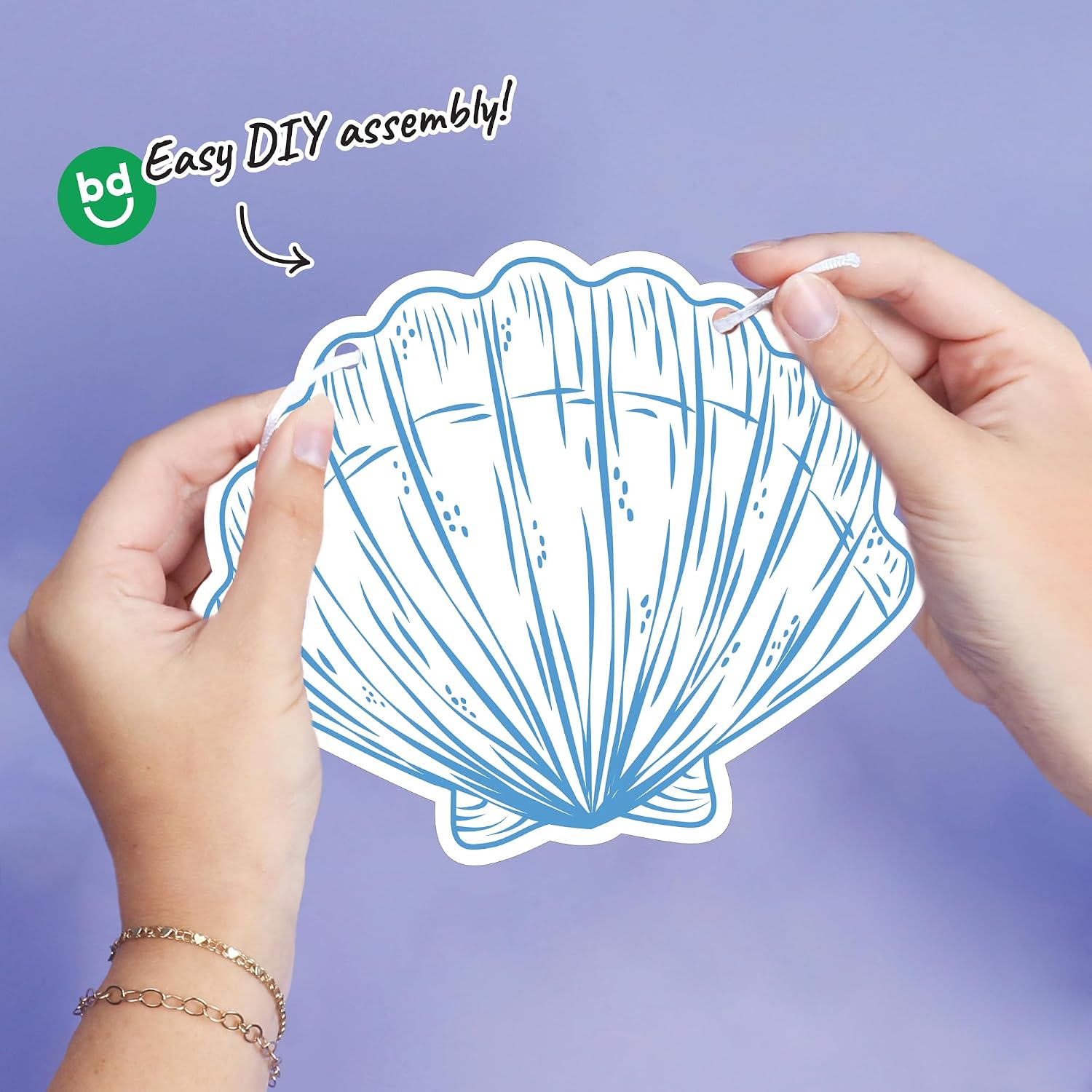 Big Dot of Happiness Last Toast on The Coast Banner, Beach Bridal or Bachelorette Party Decor, 30 Feet of Cord, 15 Double-Sided Seashells, Champagne Glasses, Wedding Ring Shaped Pieces