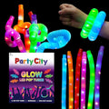 Party City 6pk LED Light Up Pop Tubes 25”- 3 Mode Stretchy Tubes LED Light Up Toys Bulk Glow Sticks Party Favors for Kids Necklaces Bracelets Neon Glow in the Dark Supplies Fidget Sensory Tube Pack
