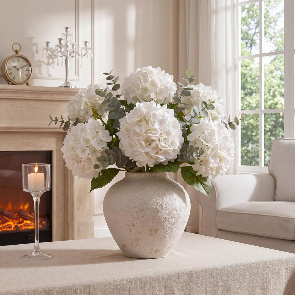 pinkpum 6 pcs white hydrangea artificial flowers with, package contents