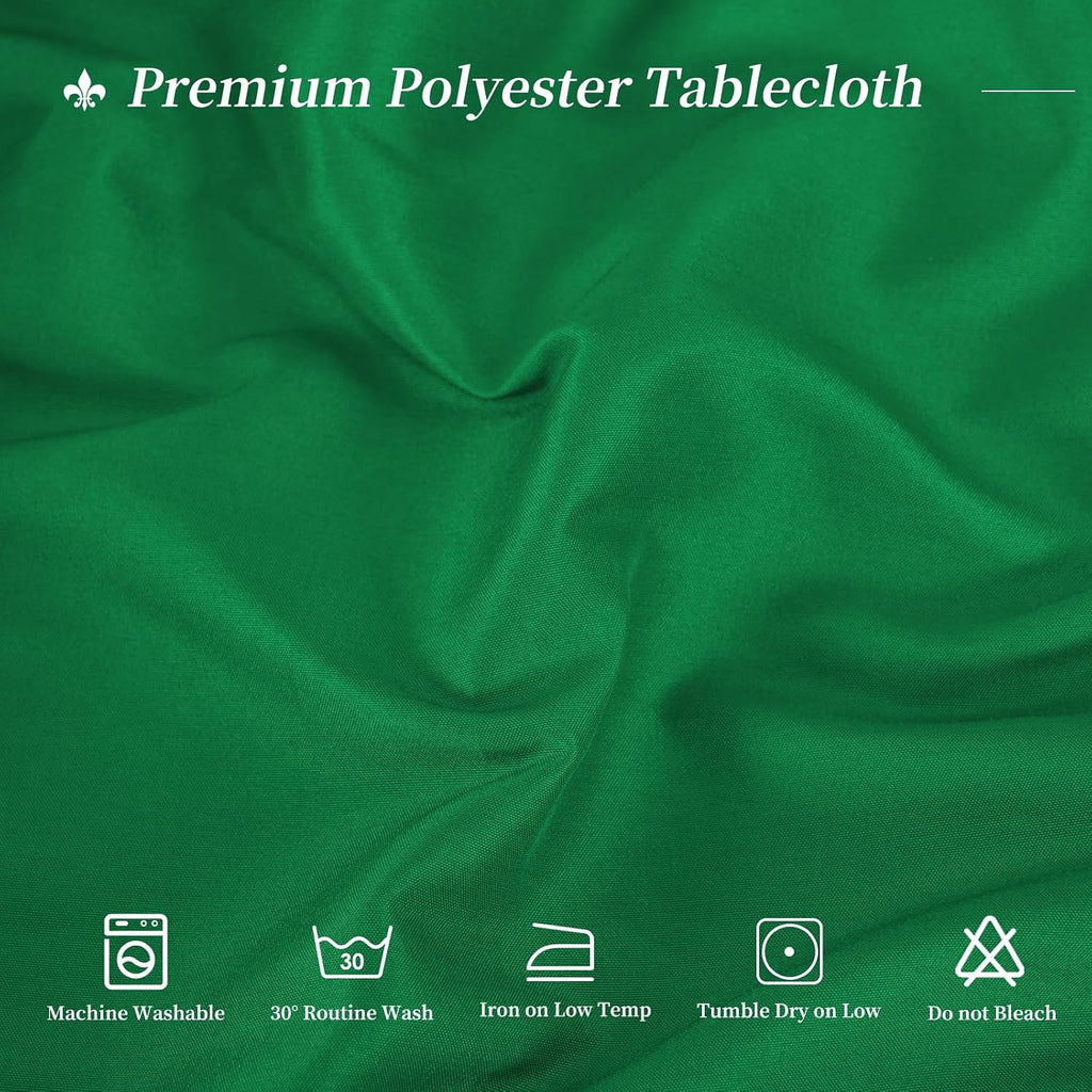 12 packs 120 inch green round polyester tablecloths, close-up detail