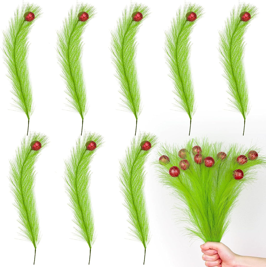 12 Pcs Artificial Vase Fillers Fake Pampas Grass Stems Resistant & Non-Fading Simulation Pine Branch for Bedroom Kitchen Decor Boho Farmhouse Room Decor
