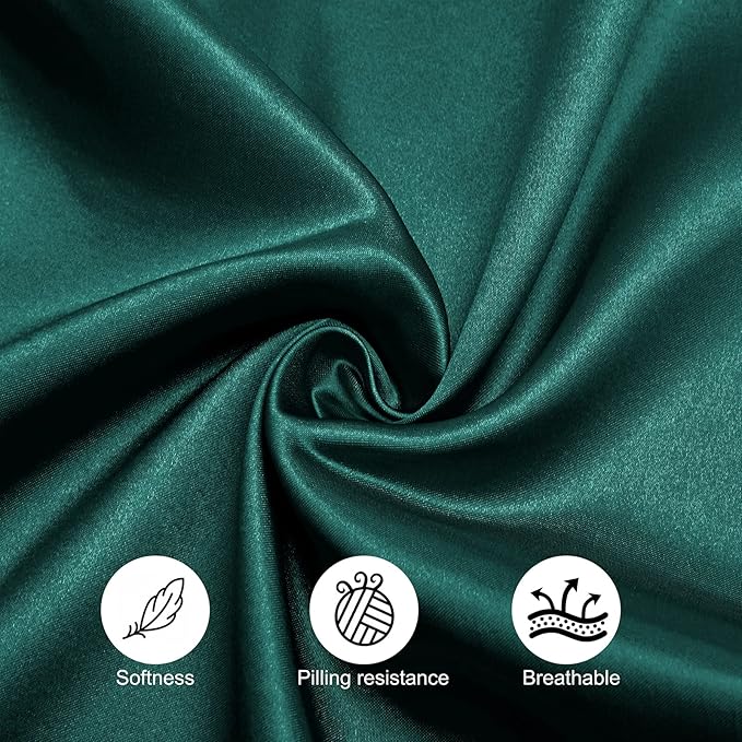 Horbaunal 16 Pack Forest Green Satin Napkins 17 x 17 Inch, Square Soft Table Dinner Napkins, Silky Cloth Napkins Table Decoration for Weddings Banquets Parties