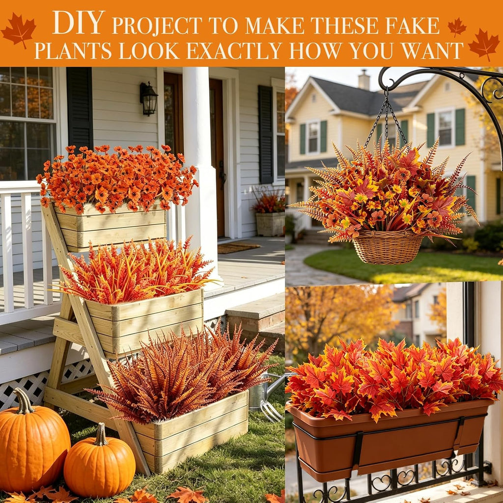 16 bundles 5 styles artificial fall flowers for showing dimensions