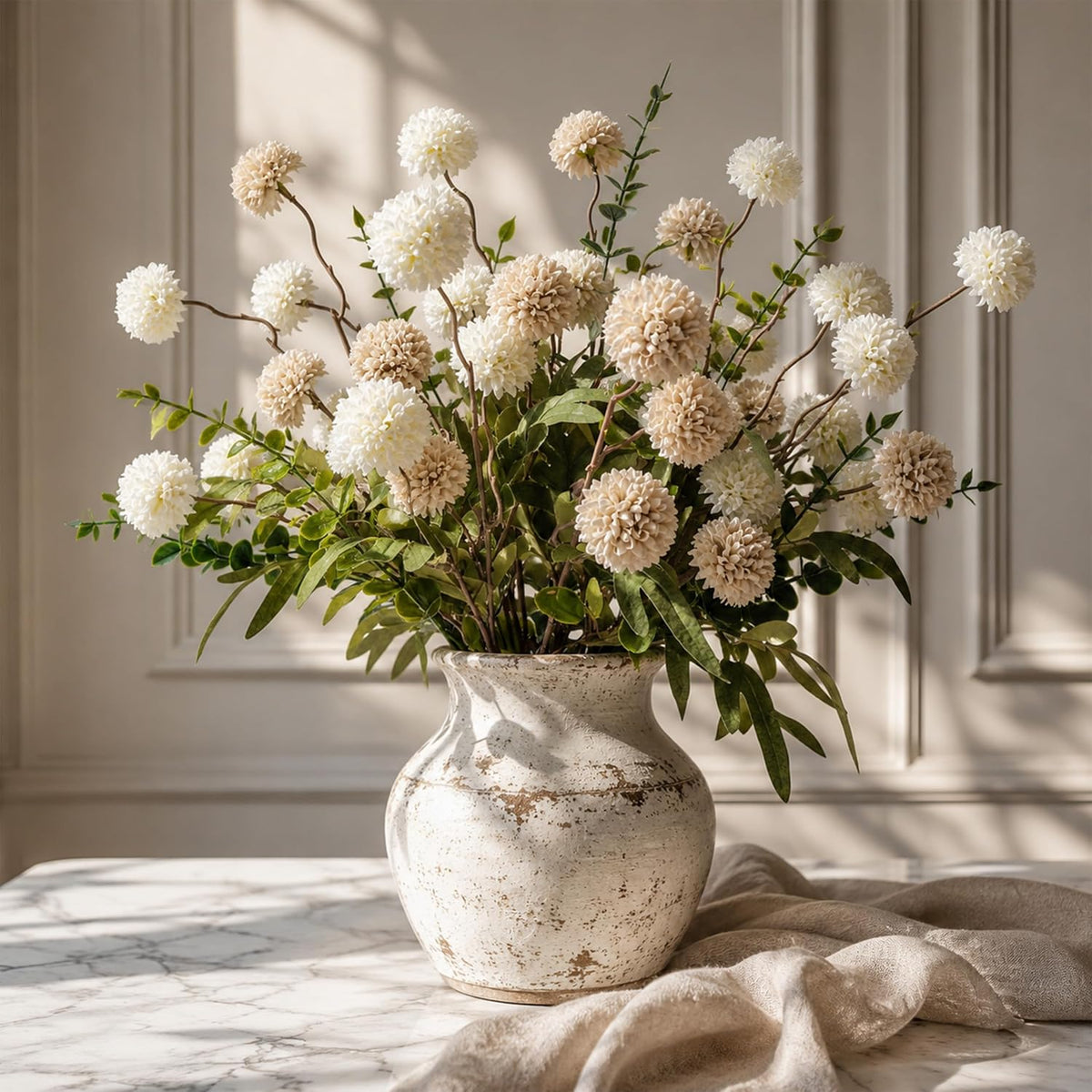 der rose 18pcs fake flowers white blooms and, main product view