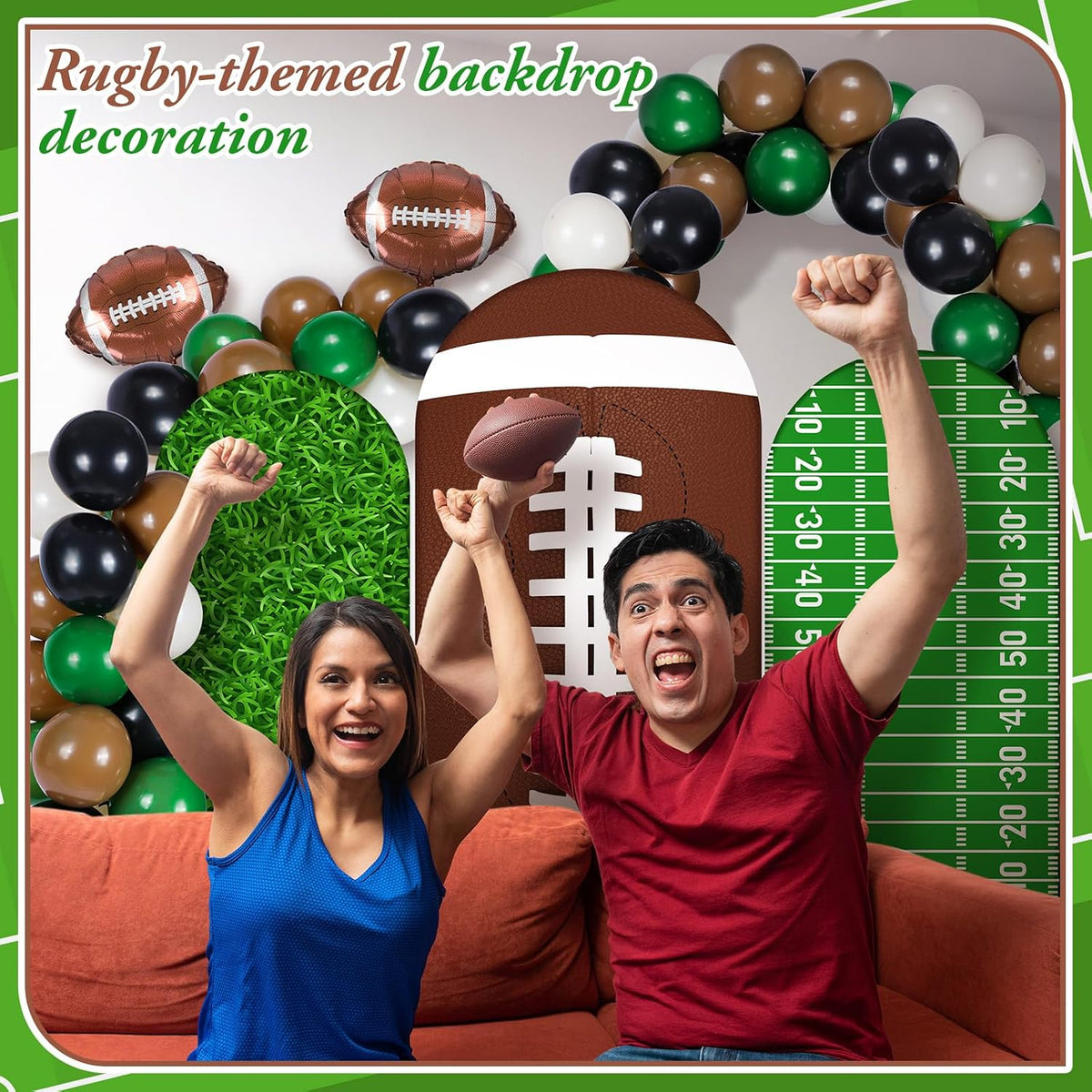 foilswirl 34 pieces football backdrop set, football arch shown in use