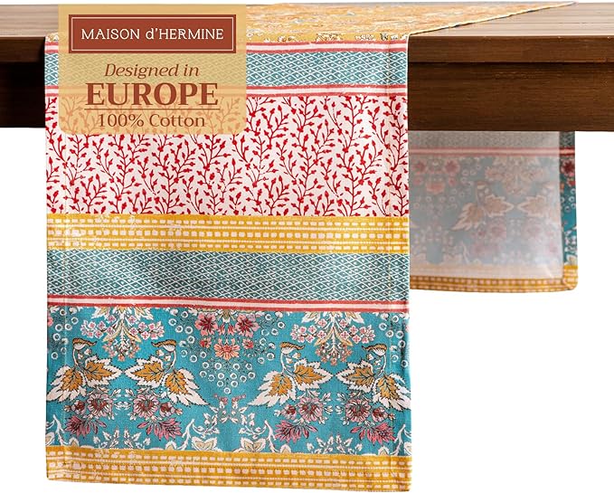 Maison d' Hermine Table runner 100% Cotton Single Layer Table Runners 108 inches long Decorative for Home Kitchen Dining Party Baby Shower Wedding Bridal Shower Spring Summer (Marquise, 14.50" x 108")