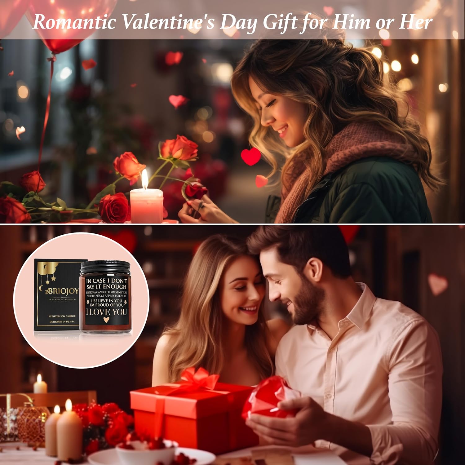 Anniversary Wedding Engagement Scented Soy Candles- Gift for Him Her Girlfriend Boyfriend - Birthday Gifts for Women Men - Mothers Day Love You Gift for Wife - Romantic Valentines for Husband