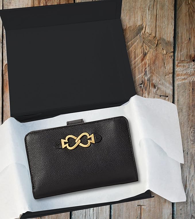 5 Pack Black Hard Gift Box with Magnetic Closure Lid 7" x 5" x 1.6" Rectangle Boxes For Gifts With Black Glossy Finish (Black, 5 Boxes)