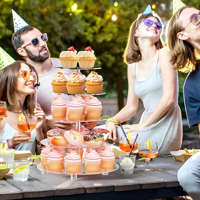 Cupcake Stand for 50 Cupcakes, 5 Tier Cupcake Holder, Clear Round Cupcake Tower, Acrylic Cupcake Stand, Cupcake Display Stand for Party, Wedding, Birthday, Baby Shower, Halloween