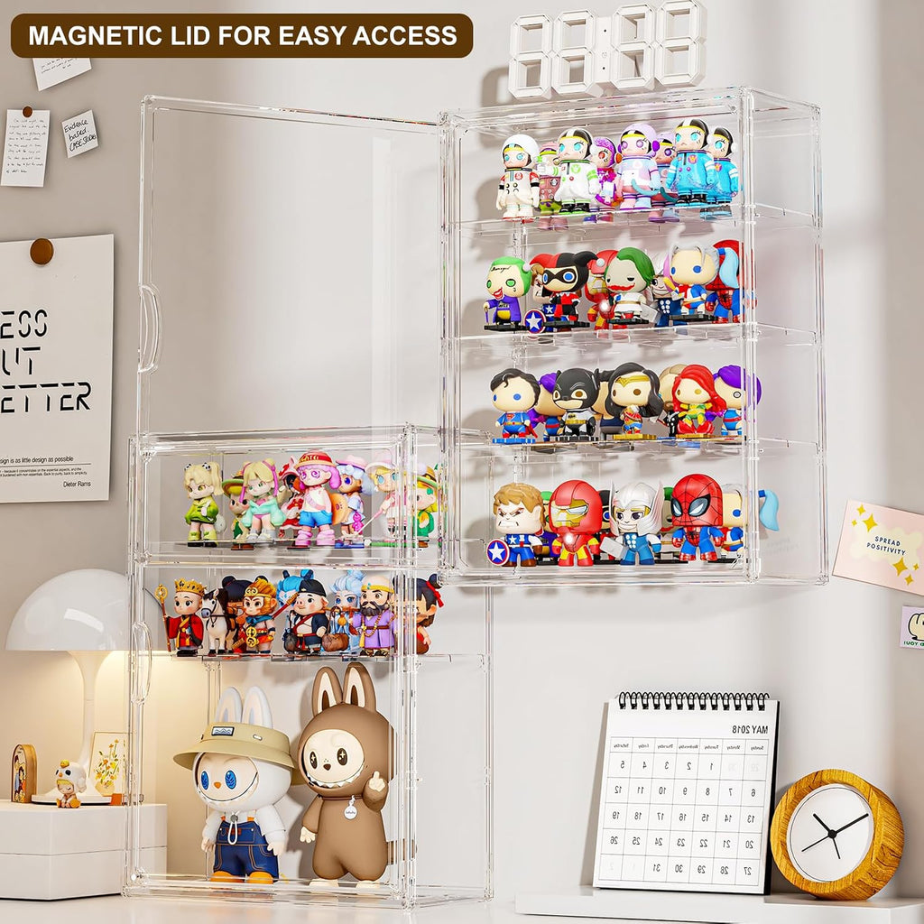 clear 4 tiers acrylic display case for figures, side view