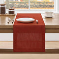 ZeeMart Linen Textured Border Table Runner, 14 x 60 Inch Orange, Farmhouse Style Burnt Orange Fall Table Runners 60 Inches Long, Easy Care Everyday Polyester Table Runner
