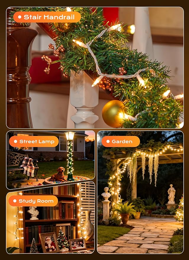 Minetom LED Clear Christmas String Lights, 50 Count 16 Feet LED Christmas Lights Bulb, Christmas Decorations Indoor, Christma Tree Lights for Indoor Outdoor Xmas Wedding Party Festival