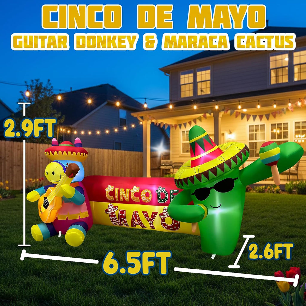 6.5ft long cinco de mayo inflatables outdoor decorations shown in use
