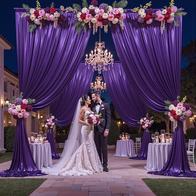 20ftx10ft Purple Sequin Backdrop Curtain Panels for Parties, 4 Panels Wrinkle Free Glitter Photo Backdrop Drapes Shimmer Back Drop Cloth for Wedding Birthday Christmas Photography Background
