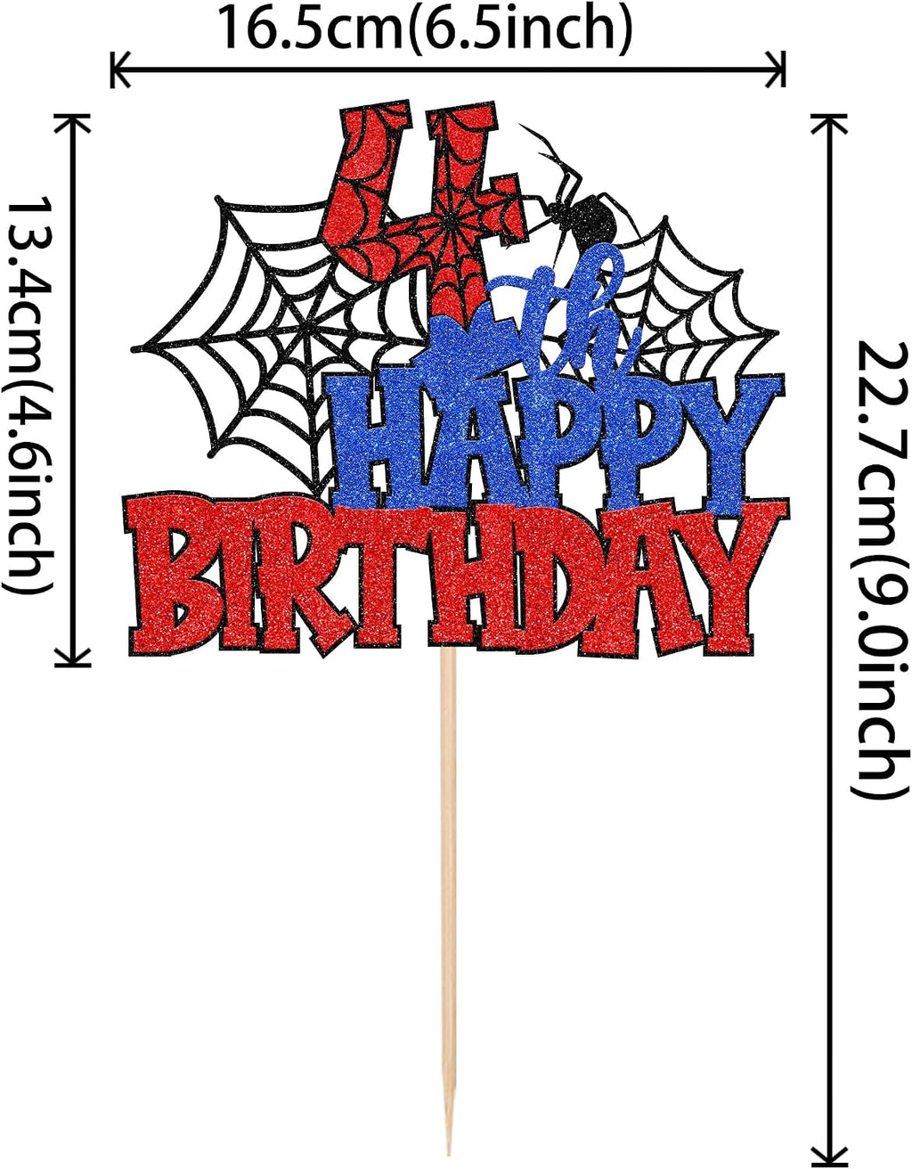 1 PCS Happy 4th Birthday Cake Topper Glitter Spider Web Cheers to 4 Years Four Birthday Cake Pick Superhero Spider Party Decorations for Boys Girls Happy 4th Birthday Party Cake Decorations Supplies