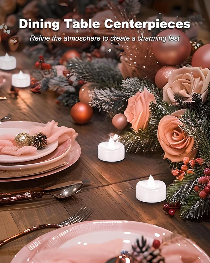 Remote Candles, 24PCS Flameless Tea Lights Candle Battery Operated with Timer, 400+Hours Remote Control LED Tea Lights Votive Candle - 1.5'' D X 1.25'' H- Pure White Light